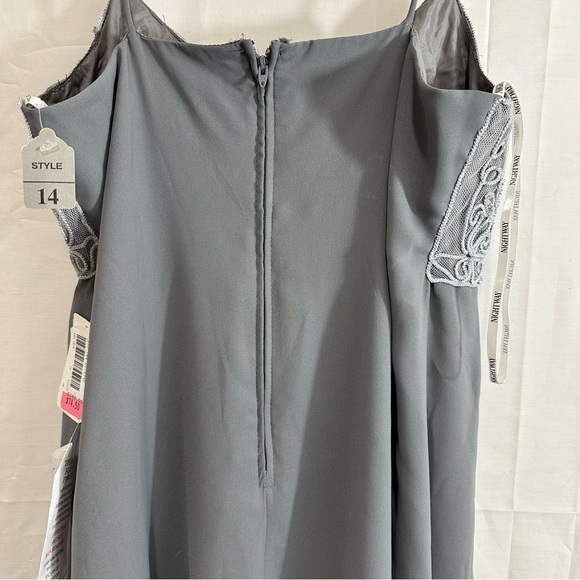 Night Way Womens Beaded Bodice Long Length Evening Gown in Grey Size 14 - Picture 10 of 10